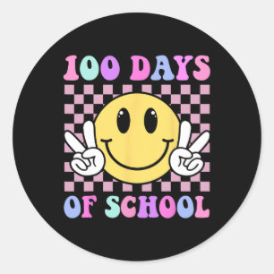 100 Days Of School Smile Teacher Boys Girls 100th Classic Round Sticker