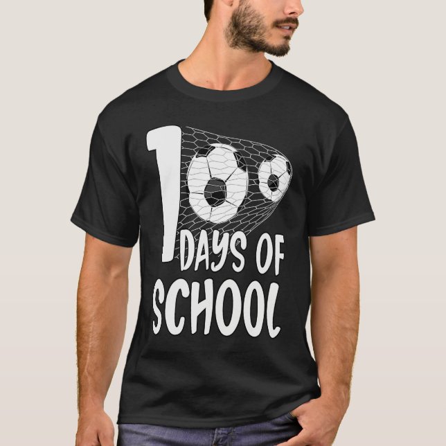 100 Days Of School soccer 100th Day Football For B T-Shirt (Front)