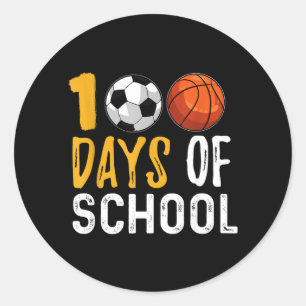 100 Days Of School Soccer Basball Classic Round Sticker