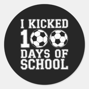 100 Days Of School Soccer Boys Kids 100th Day Of S Classic Round Sticker