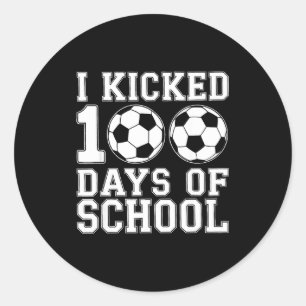 100 Days Of School Soccer Boys Kids 100th Day Of S Classic Round Sticker