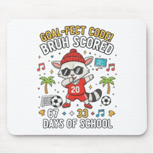 100 Days Of School Soccer Coding Racoon Dabbing D Mouse Pad