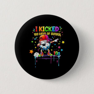 100 Days Of School Soccer Drip Kids Boys Funny 100 6 Cm Round Badge