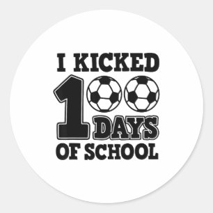 100 Days Of School Soccer Football Classic Round Sticker