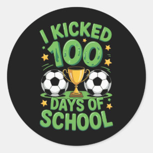 100 Days Of School Soccer Illustration Classic Round Sticker