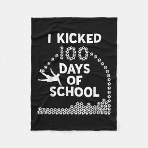 100 Days Of School Soccer Kids 100th Day Of Fleece Blanket