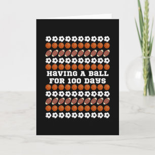 100 Days Of School Soccer Sketll Footll Boys Sport Card
