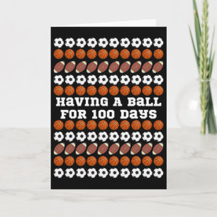 100 Days Of School Soccer Sketll Footll Boys Sport Card