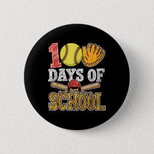 100 Days Of School Softball Funny 100th Day Sport 6 Cm Round Badge