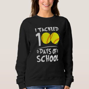100 Days of School Softball Teacher Kids 100th Day Sweatshirt