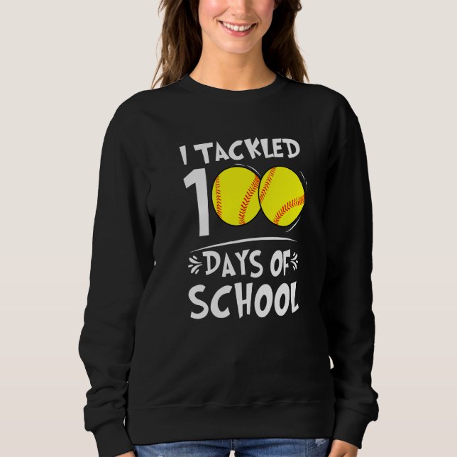 100 Days of School Softball Teacher Kids 100th Day Sweatshirt (Front)