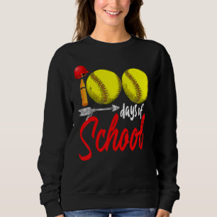 100 Days Of School Softball Teacher Kids 100th Day Sweatshirt