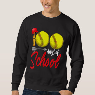 100 Days Of School Softball Teacher Kids 100th Day Sweatshirt