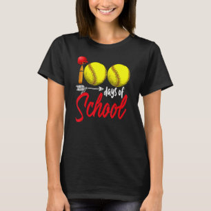 100 Days Of School Softball Teacher Kids 100th Day T-Shirt