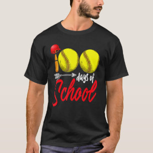 100 Days Of School Softball Teacher Kids 100th Day T-Shirt