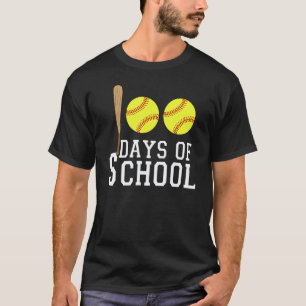 100 Days Of School Softball Teacher Or Student 1 T-Shirt
