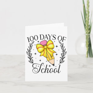 100 Days Of School Softbyll Coquette Pencil Bow 10 Card