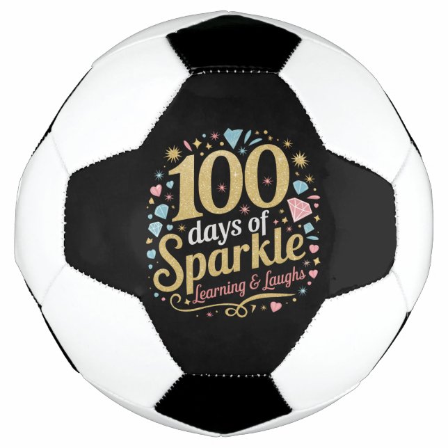 100 Days of School Sparkle Learning and Laughs Soccer Ball (Front)