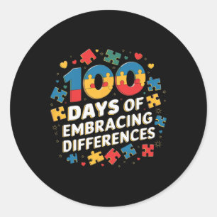 100 Days Of School Sped Teacher Embracing Differen Classic Round Sticker