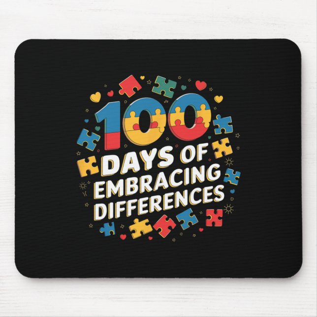 100 Days Of School Sped Teacher Embracing Differen Mouse Pad (Front)