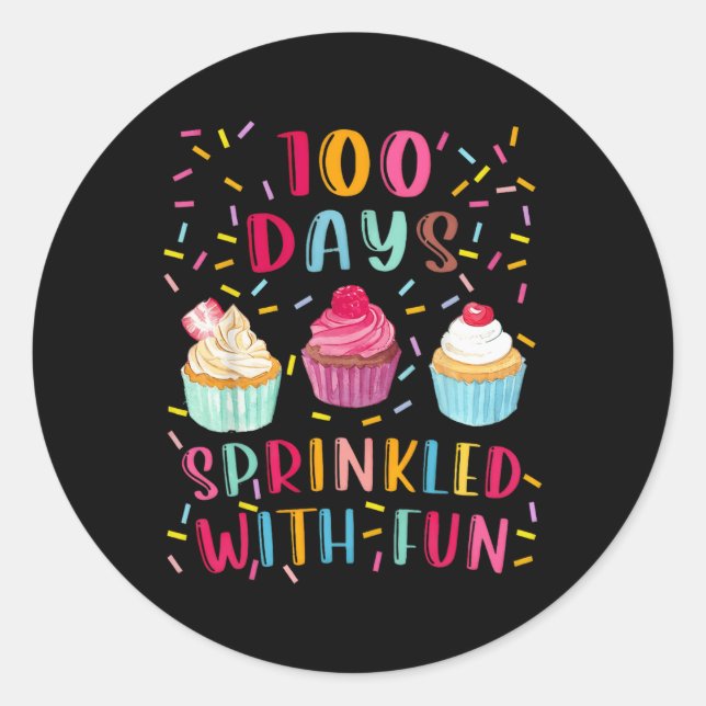100 Days Of School Sprinkled With Fun3  Classic Round Sticker (Front)