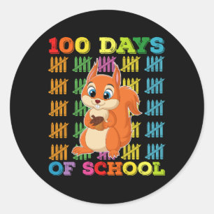 100 Days Of School Squirrel Teacher Classic Round Sticker