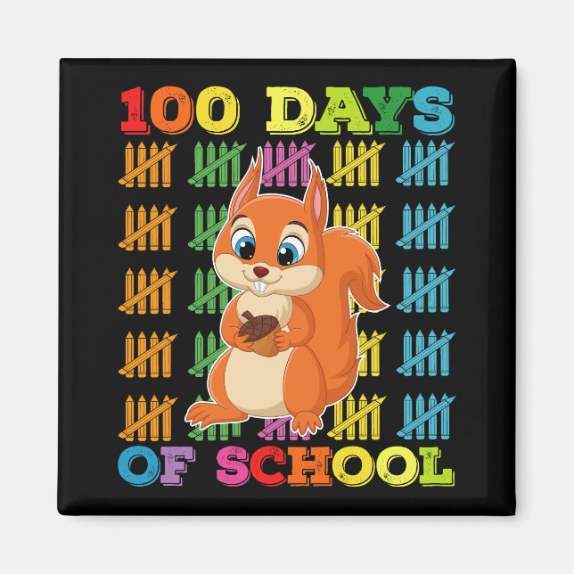 100 Days Of School Squirrel Teacher Magnet (Front)
