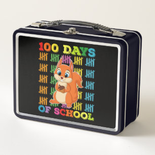 100 Days Of School Squirrel Teacher Metal Lunch Box