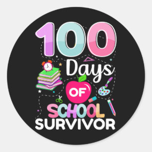 100 Days Of School Survivor Teachers Kids 100 Days Classic Round Sticker