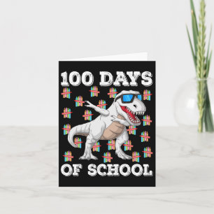 100 Days Of School T-rex Dabbing Kids Boys 100th D Card