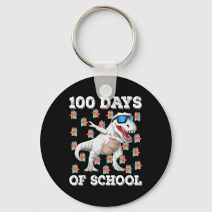 100 Days Of School T-rex Dabbing Kids Boys 100th D Key Ring