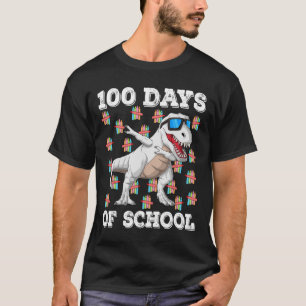 100 Days Of School T-rex Dabbing Kids Boys 100th D T-Shirt