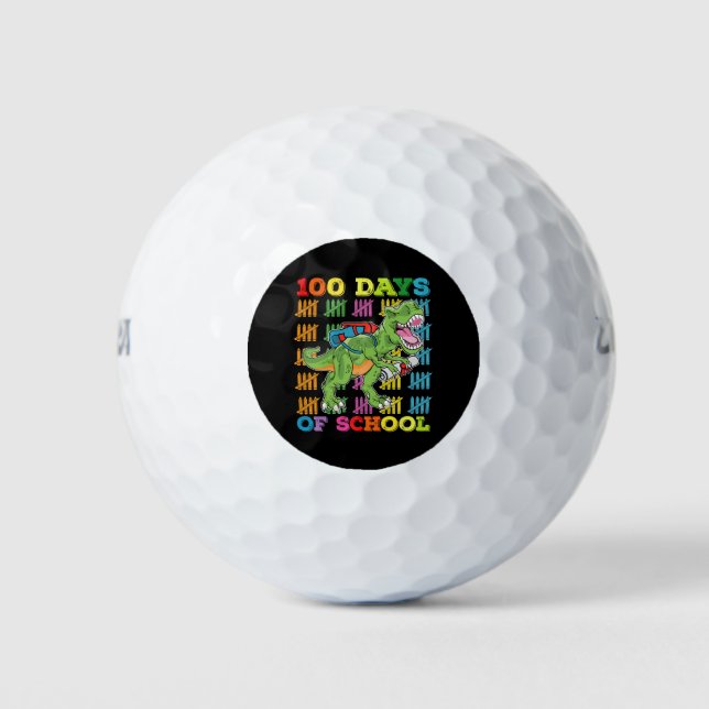 100 Days Of School T Rex Dinosaur Teacher Student Golf Balls (Front)