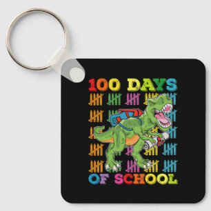 100 Days Of School T Rex Dinosaur Teacher Student Key Ring