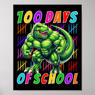 100 Days Of School T-rex Lover Boys 100 Days Of Sc Poster