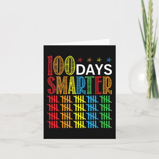 100 Days Of School Tally Marks 100 Days Smarter Te Card (Front)