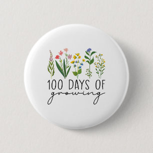 100 Days Of School Teacher 100 Days Of Growing Flo 6 Cm Round Badge