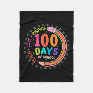 100 Days Of School Teacher 100th Day Coquette Fleece Blanket