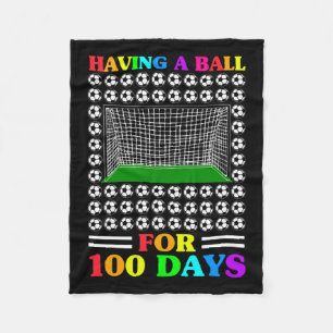 100 Days Of School Teacher 100th Day Soccer For Bo Fleece Blanket