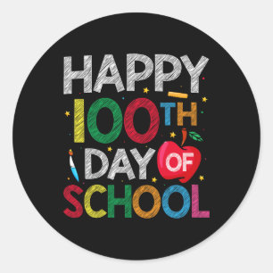 100 Days Of School Teacher and Kids Happy 100th Da Classic Round Sticker