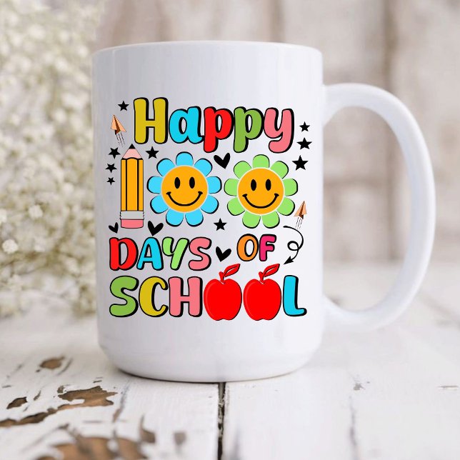 100 days of school. teacher appreciation .teacher coffee mug (happy 100 days of school mugs, teacher gift, teacher appreciation mug)