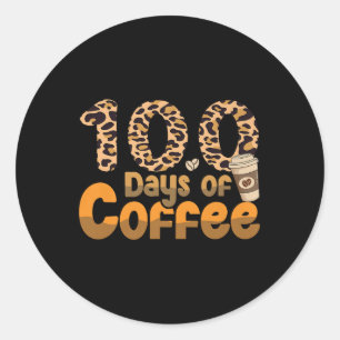 100 Days Of School Teacher Coffee Outfit 100 Days Classic Round Sticker