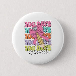 100 Days Of School Teacher Coquette Bow 100th Day 6 Cm Round Badge