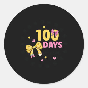 100 Days Of School Teacher Coquette Bow 100th Day Classic Round Sticker