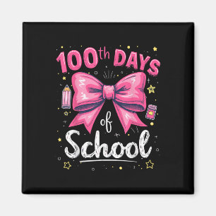 100 Days Of School Teacher Coquette Bow 100th Day Magnet