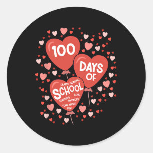 100 Days Of School Teacher Count Hearts Teaching 1 Classic Round Sticker