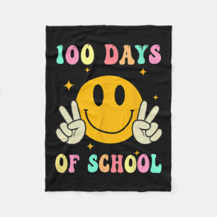 100 Days Of School Teacher Kids 100th Day Of Schoo Fleece Blanket