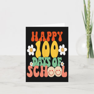 100 Days Of School Teacher Kids Groovy Happy100th Card