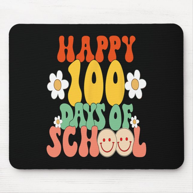 100 Days Of School Teacher Kids Groovy Happy100th  Mouse Pad (Front)