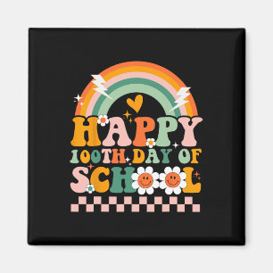 100 Days Of School Teacher Kids Retro Groovy 100th Magnet